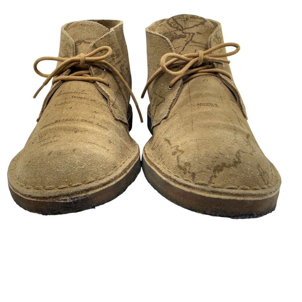 Supreme x Clarks Desert Chukka Boot Men Size 10.5 Tan Suede Map Print Crepe Sole - Picture 5 of 12